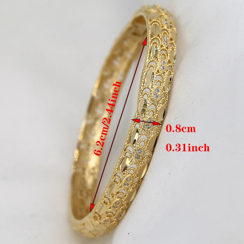 Dubai Bangles For Women Girl rhinestones Jewelry 14k Gold plated Africa luxury Saudi Arab Bracelets Habesha Indian Bride Gift