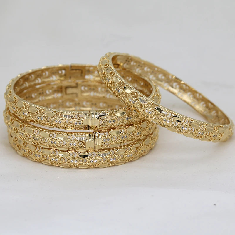 Dubai Bangles For Women Girl rhinestones Jewelry 14k Gold plated Africa luxury Saudi Arab Bracelets Habesha Indian Bride Gift