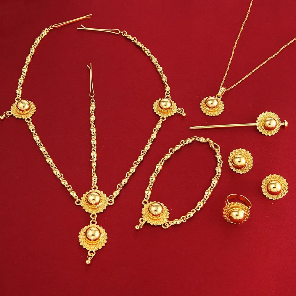 Habesha Set Ethiopia Style 24K Gold Color Eritrea Ethiopian Easter Jewelry Set