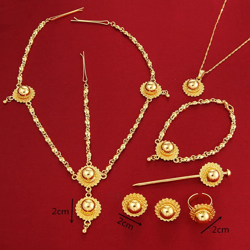 Habesha Set Ethiopia Style 24K Gold Color Eritrea Ethiopian Easter Jewelry Set