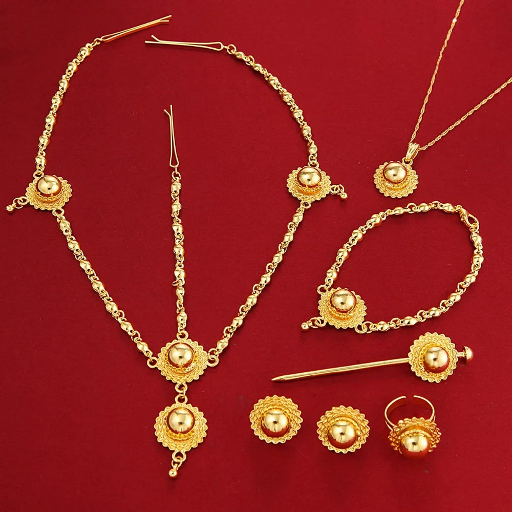 Habesha Set Ethiopia Style 24K Gold Color Eritrea Ethiopian Easter Jewelry Set