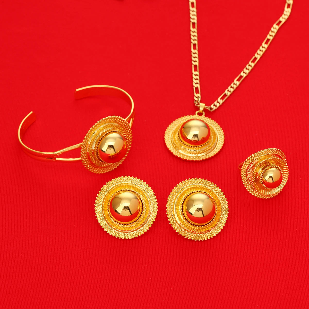 Ethiopian Wedding Gold Color Ethnic Habesha Traditional Festival Africa Women's Jewelry Sets