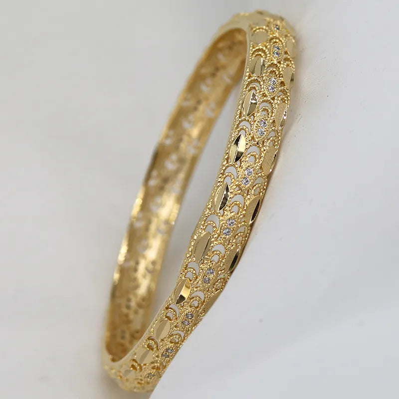 Dubai Bangles For Women Girl rhinestones Jewelry 14k Gold plated Africa luxury Saudi Arab Bracelets Habesha Indian Bride Gift