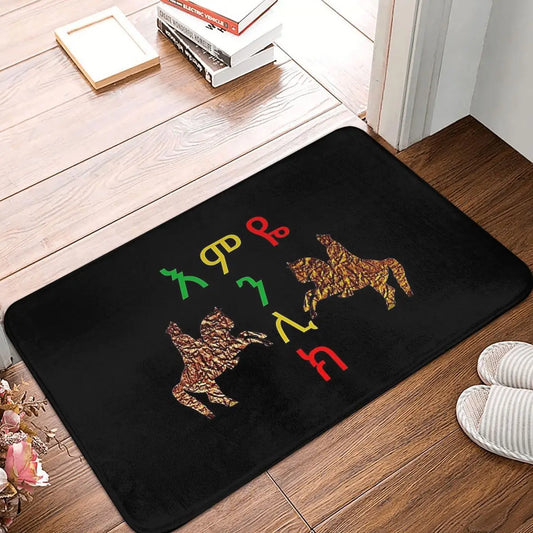 Ethiopian Cross Art Ethiopia Bath Mat Cow Doormat Living Room Carpet Entrance Door Rug Home Decoration