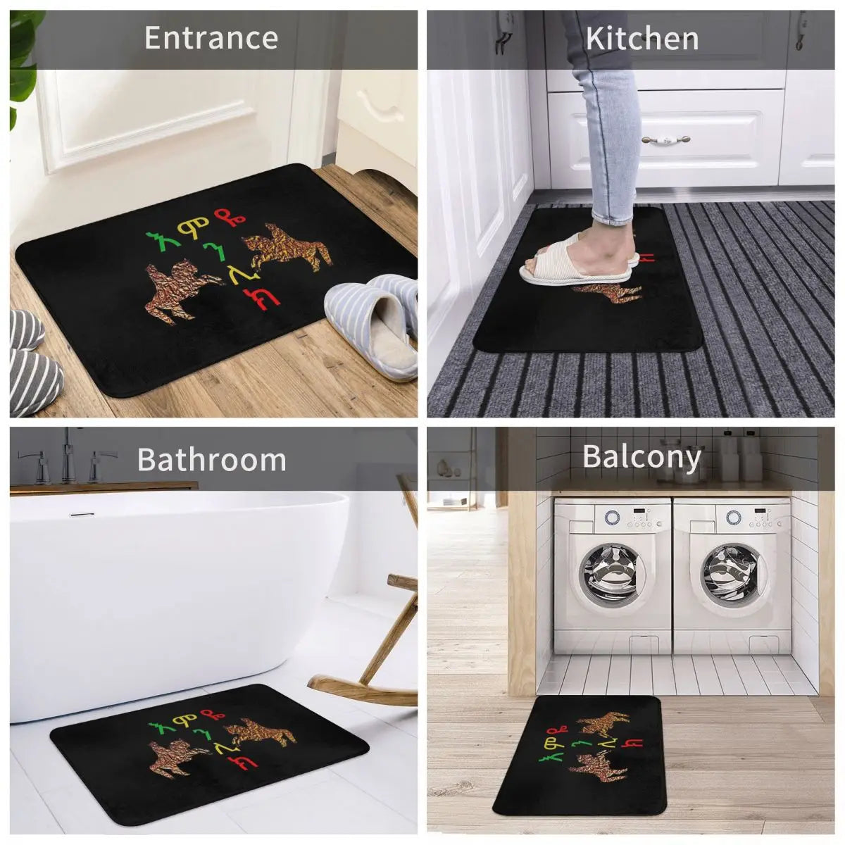 Ethiopian Cross Art Ethiopia Bath Mat Cow Doormat Living Room Carpet Entrance Door Rug Home Decoration